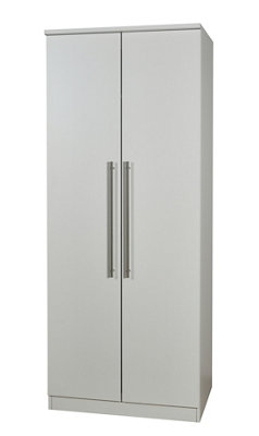 Bergamo Ready Assembled Contemporary Matt Grey Matt Tall Double Wardrobe (H)1825mm (W)740mm (D)535mm from B&Q