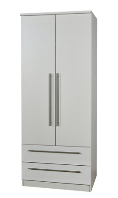 Bergamo Ready Assembled Contemporary Matt Grey 2 Drawer Double Wardrobe (H)1825mm (W)740mm (D)530mm from B&Q