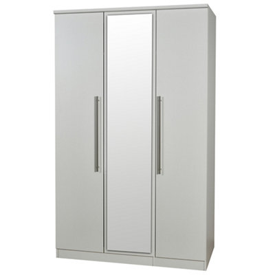 Bergamo Ready Assembled Contemporary Matt Grey Matt Tall Triple Wardrobe With 1 Mirror Door (H)1825mm (W)1110mm (D)530mm from B&Q