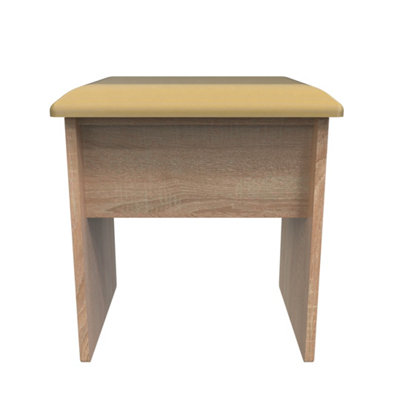 Trent Stool In White Gloss & Bardolino Oak (Ready Assembled) from B&Q