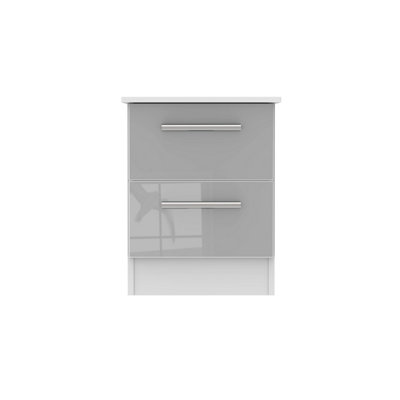 Trent 2 Drawer Compact Bedside Cabinet In Grey & White (Ready Assembled) from B&Q