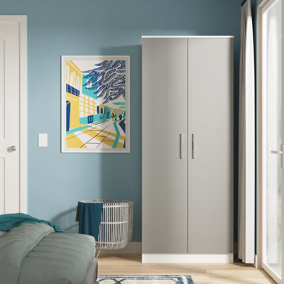  - Trent Double Wardrobe In Grey & White (Ready Assembled)
