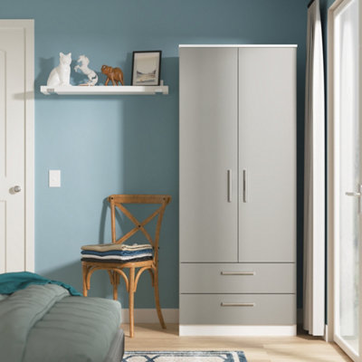 Trent 2 Drawer Double Wardrobe In Grey & White (Ready Assembled) from B&Q