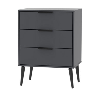 B&Q Fuji 3 Drawer Chest In Graphite (Ready Assembled)