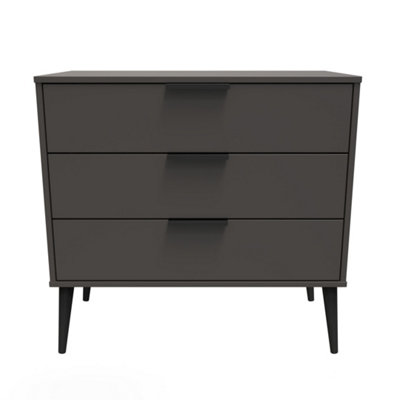 B&Q Fuji 3 Drawer Chest In Graphite (Ready Assembled)