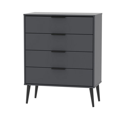 B&Q Fuji 4 Drawer Chest In Graphite (Ready Assembled)