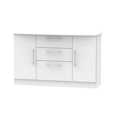 Bergamo Ready Assembled Grey Matt 3 Drawer Sideboard (H)790mm (W)1275mm from B&Q