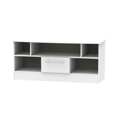 Ready Assembled Matt Grey Media Unit With 2 Shelves(H)49.5Cm X (W)112Cm X (D)40Cm from B&Q