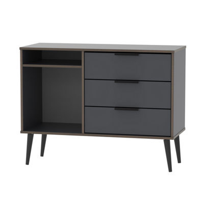 Fuji 3 Drawer Tv Unit In Graphite (Ready Assembled) from B&Q