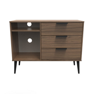 Fuji 3 Drawer Tv Unit In Carini Walnut (Ready Assembled) from B&Q