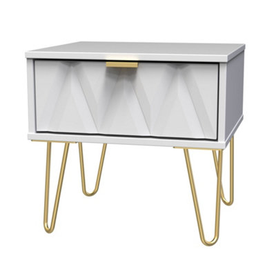 Pesaro Ready Assembled Matt White No Effect 1 Drawer Bedside Chest (H)410mm (W)450mm (D)395mm from B&Q