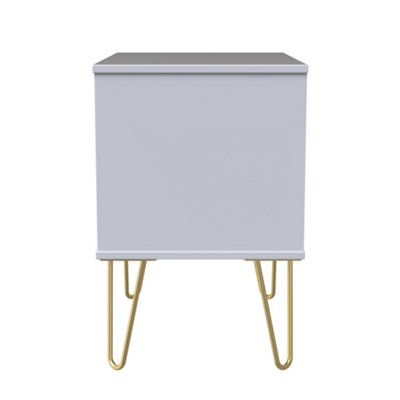 Pesaro Ready Assembled Matt White No Effect 2 Drawer Bedside Chest (H)525mm (W)570mm (D)395mm from B&Q