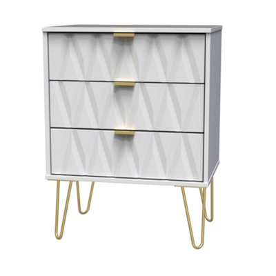 Pesaro Ready Assembled Matt White Oak Effect 3 Drawer Sideboard (H)740mm (W)575mm (D)395mm from B&Q