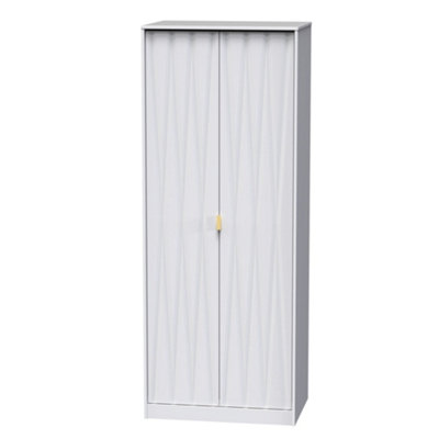  - Diamond Ready Assembled Modern Matt White Tall Double Wardrobe (H)1970mm (W)740mm (D)530mm