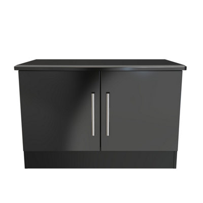 Harrow Compact 2 Door Tv & Media Unit In Black Gloss (Ready Assembled) from B&Q