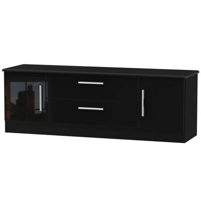 Harrow 2 Door 2 Drawer Superwide Tv Unit In Black Gloss (Ready Assembled) from B&Q