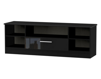 Harrow Wide 1 Drawer Tv & Media Unit In Black Gloss (Ready Assembled) from B&Q