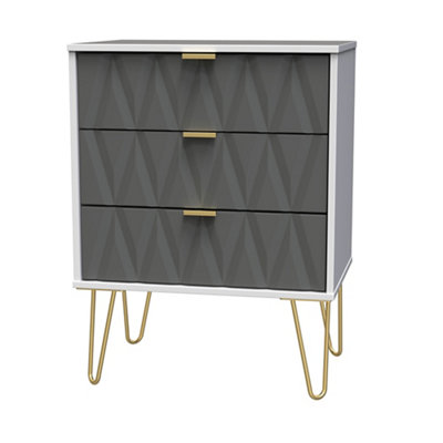 Pesaro Ready Assembled Grey & White 3 Drawer Sideboard (H)740mm (W)575mm from B&Q