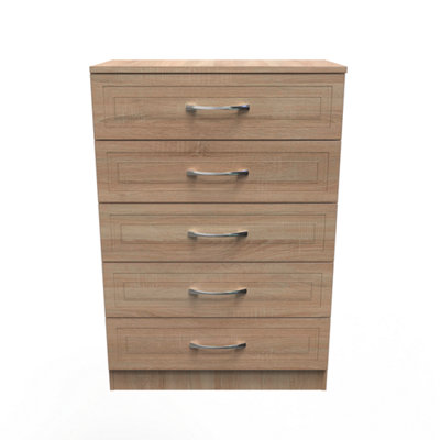 Stafford 5 Drawer Chest In Bardolino Oak (Ready Assembled) from B&Q