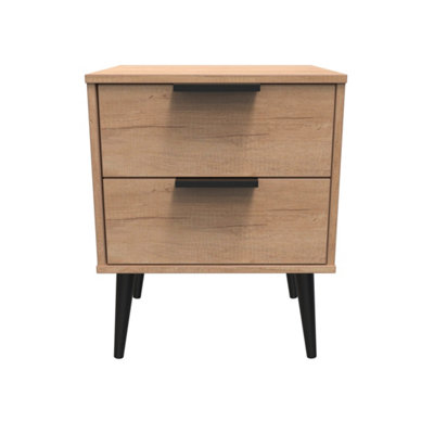 Fuji 2 Drawer Bedside Cabinet In Nebraska Oak (Ready Assembled) from B&Q