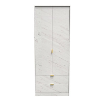 B&Q Fuji 2 Door 2 Drawer Wardrobe In Marble (Ready Assembled) Gold