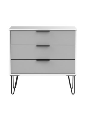  - Osaka 3 Drawer Chest Of Drawers In Grey & White (Ready Assembled)