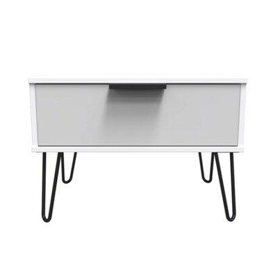  - Fuji 1 Drawer Side Table In Grey Matt & White (Ready Assembled)