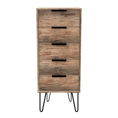 Fuji 5 Drawer Tallboy In Vintage Oak (Ready Assembled) from B&Q