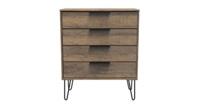 B&Q Fuji 4 Drawer Chest In Vintage Oak (Ready Assembled)
