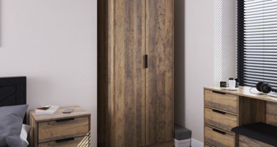 B&Q Fuji 2 Door Wardrobe In Vintage Oak (Ready Assembled)