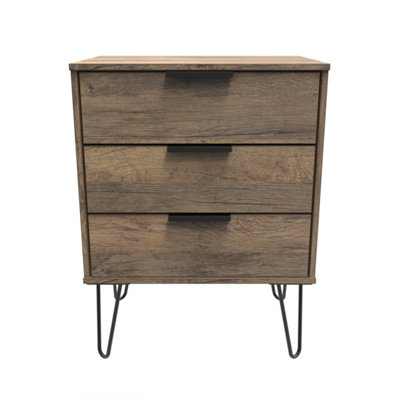 B&Q Fuji 3 Drawer Chest In Vintage Oak (Ready Assembled)