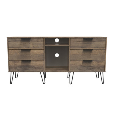 B&Q Fuji 6 Drawer Sideboard In Vintage Oak (Ready Assembled)