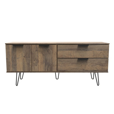Fuji 2 Drawer 2 Door Wide Sideboard In Vintage Oak (Ready Assembled) from B&Q