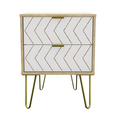 Jigsaw Ready Assembled Matt White 2 Drawer Bedside Table (H)570mm (W)450mm (D)395mm from B&Q