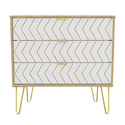 Ready Assembled Matt White No Effect 3 Drawer Chest (H)740mm (W)765mm (D)395mm from B&Q