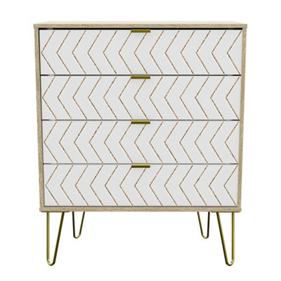 Ready Assembled White 4 Drawer Chest Of Drawers (H)910mm (W)765mm (D)395mm from B&Q