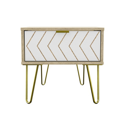 Ready Assembled Matt White No Effect 1 Drawer Bedside Table (H)410mm (W)450mm (D)395mm from B&Q