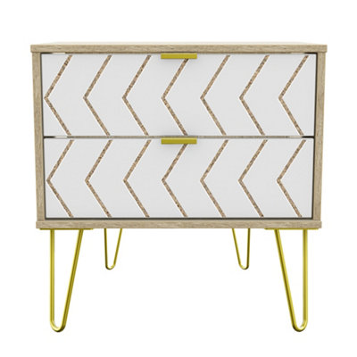 Ready Assembled Matt White 2 Drawer Bedside Table (H)570mm (W)575mm (D)395mm from B&Q