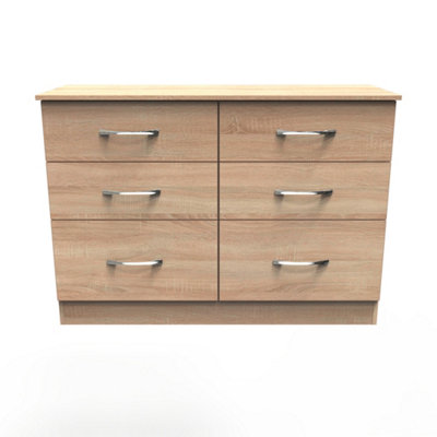 B&Q Heddon 6 Drawer Wide Chest In Bardolino Oak (Ready Assembled)