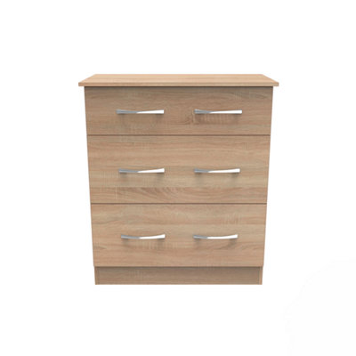  - Heddon 3 Drawer Deep Chest In Bardolino Oak (Ready Assembled)