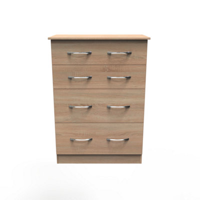 Heddon 4 Drawer Deep Chest In Bardolino Oak (Ready Assembled) from B&Q