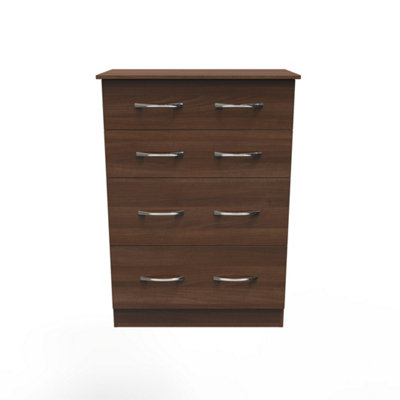 Hampshire 4 Drawer Deep Chest Of Drawers In Noche Walnut (Ready Assembled) from B&Q
