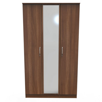 Hampshire Triple Mirrored Wardrobe In Noche Walnut (Ready Assembled) from B&Q