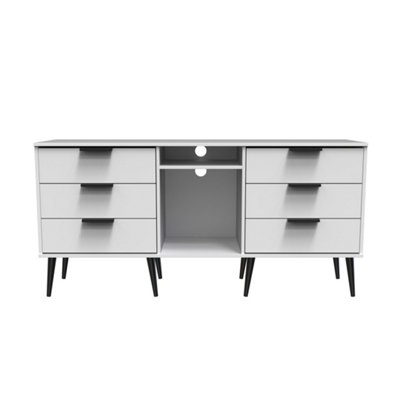 B&Q Fuji 6 Drawer Sideboard In Matt (Ready Assembled) White