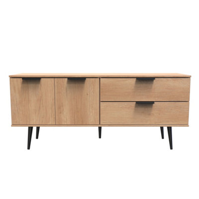Fuji 2 Drawer 2 Door Wide Sideboard In Nebraska Oak (Ready Assembled) from B&Q