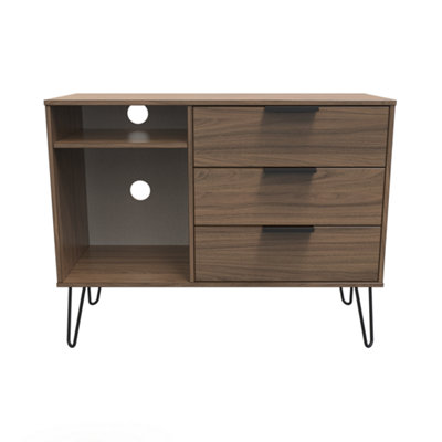 B&Q Fuji 3 Drawer Tv Unit In Carini Walnut (Ready Assembled)