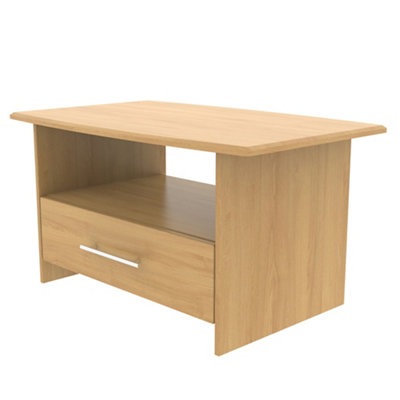 Ready Assembled Oak Effect 1 Drawer Coffee Table (H)495mm (W)40mm from B&Q