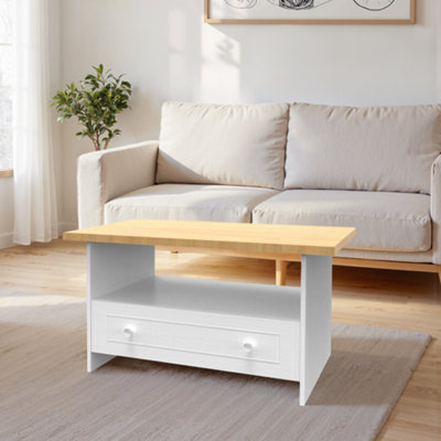 Ready Assembled Porcelain White 1 Drawer Coffee Table (H)495mm (W)40mm from B&Q