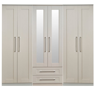 Ripon Tall 6 Door 2 Drawer 2 Mirror Wardrobe In Kashmir Ash (Ready Assembled) from B&Q