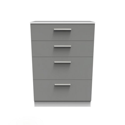 B&Q Trent 4 Drawer Deep Chest In Dusk & (Ready Assembled) Grey/White